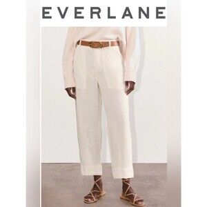 NWT EVERLANE THE UTILITY PANT IN BUTTERSOFT Plus Size 16 Bone Barrel Leg
